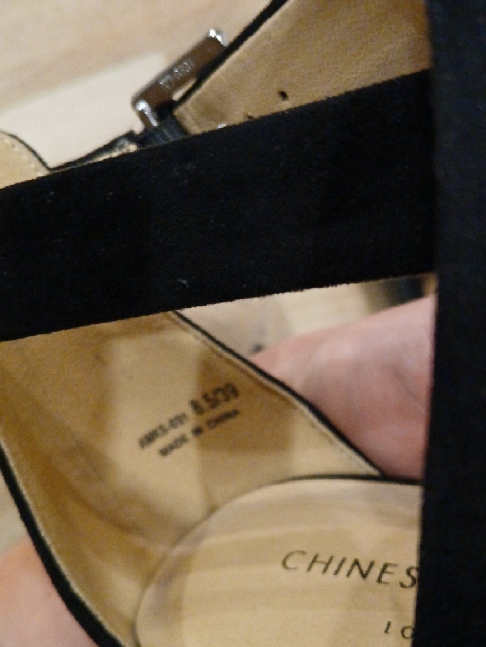 Chinese Laundry Black Suede Multi-Strap Block Heels 8.5 - Picture 6 of 7